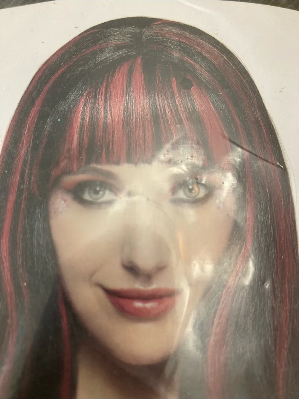 Halloween Gothic Wig - Black with Red Highlights